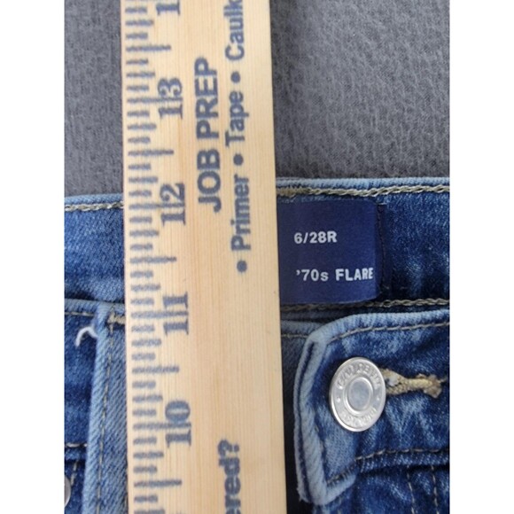 GAP Jeans Womens 6/28R Blue 70s Flare High Rise Stretch Denim Boho Hippie - Picture 8 of 13